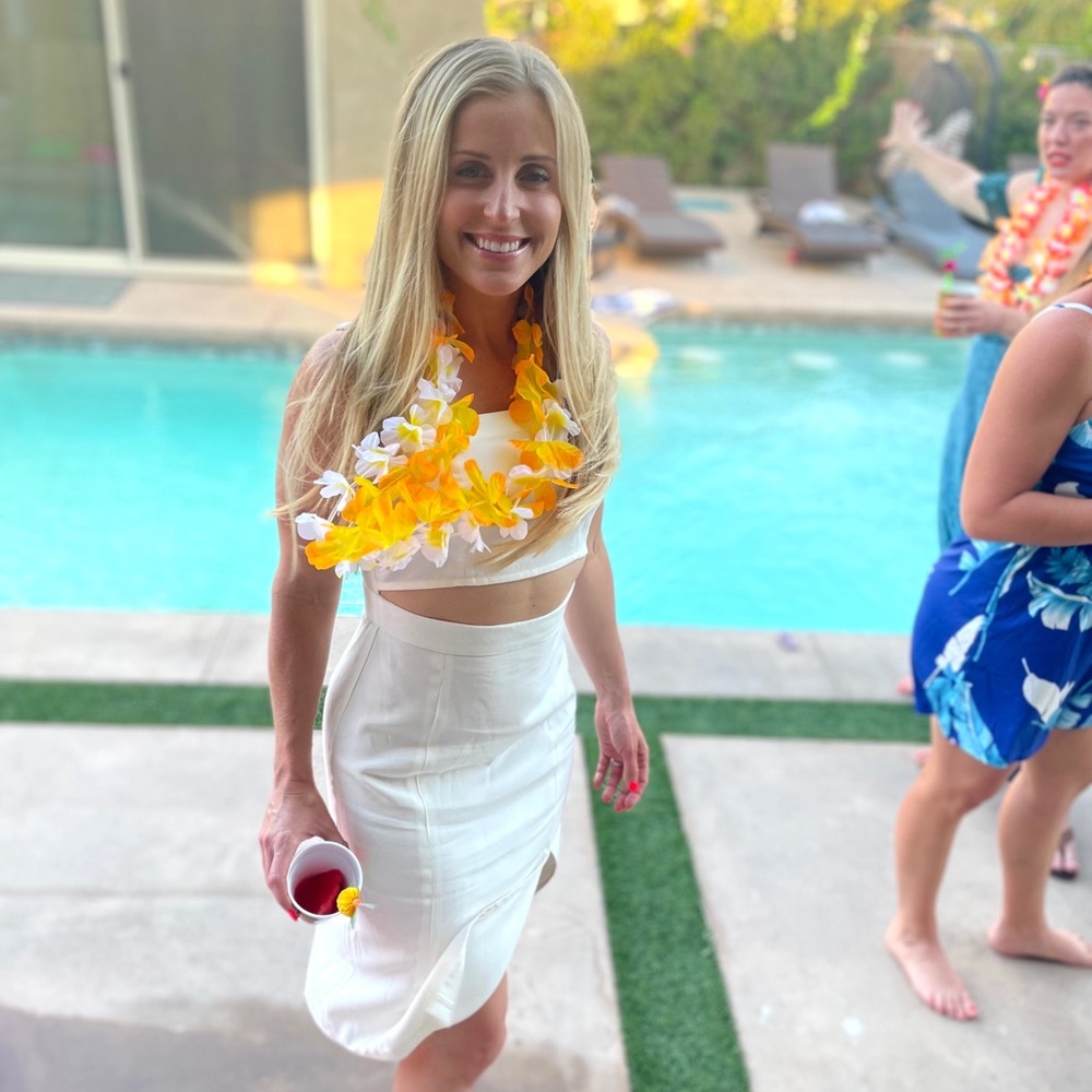 White linen cut out midi dress